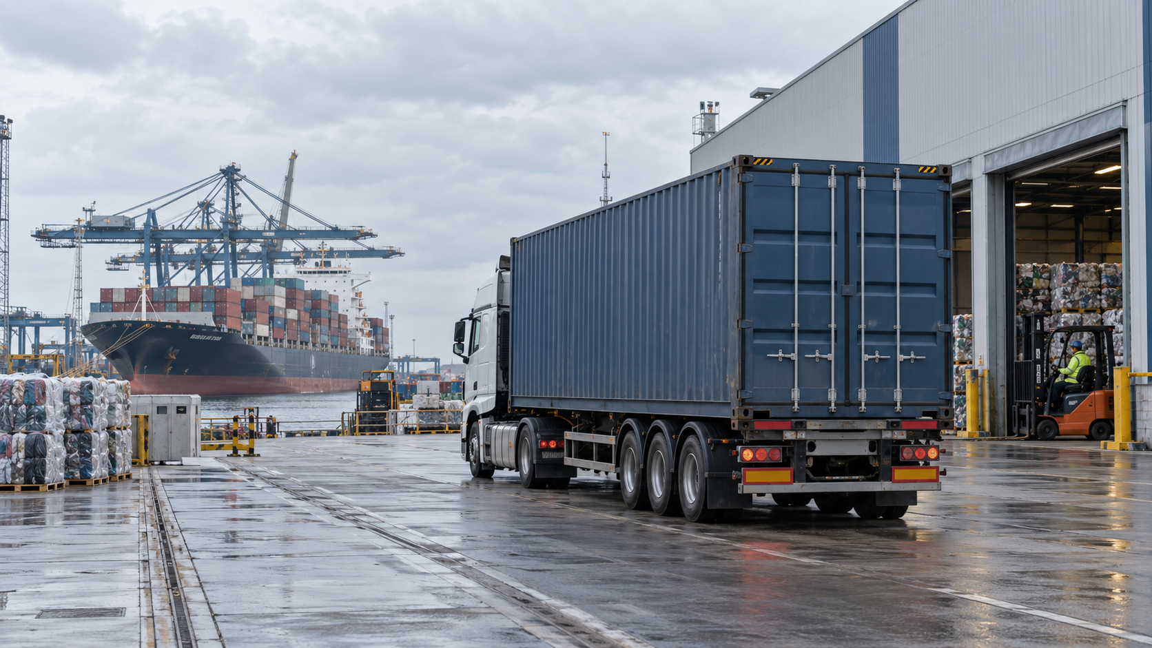 Container- und Straßentransport in der Logistik für Gebrauchtkleidung